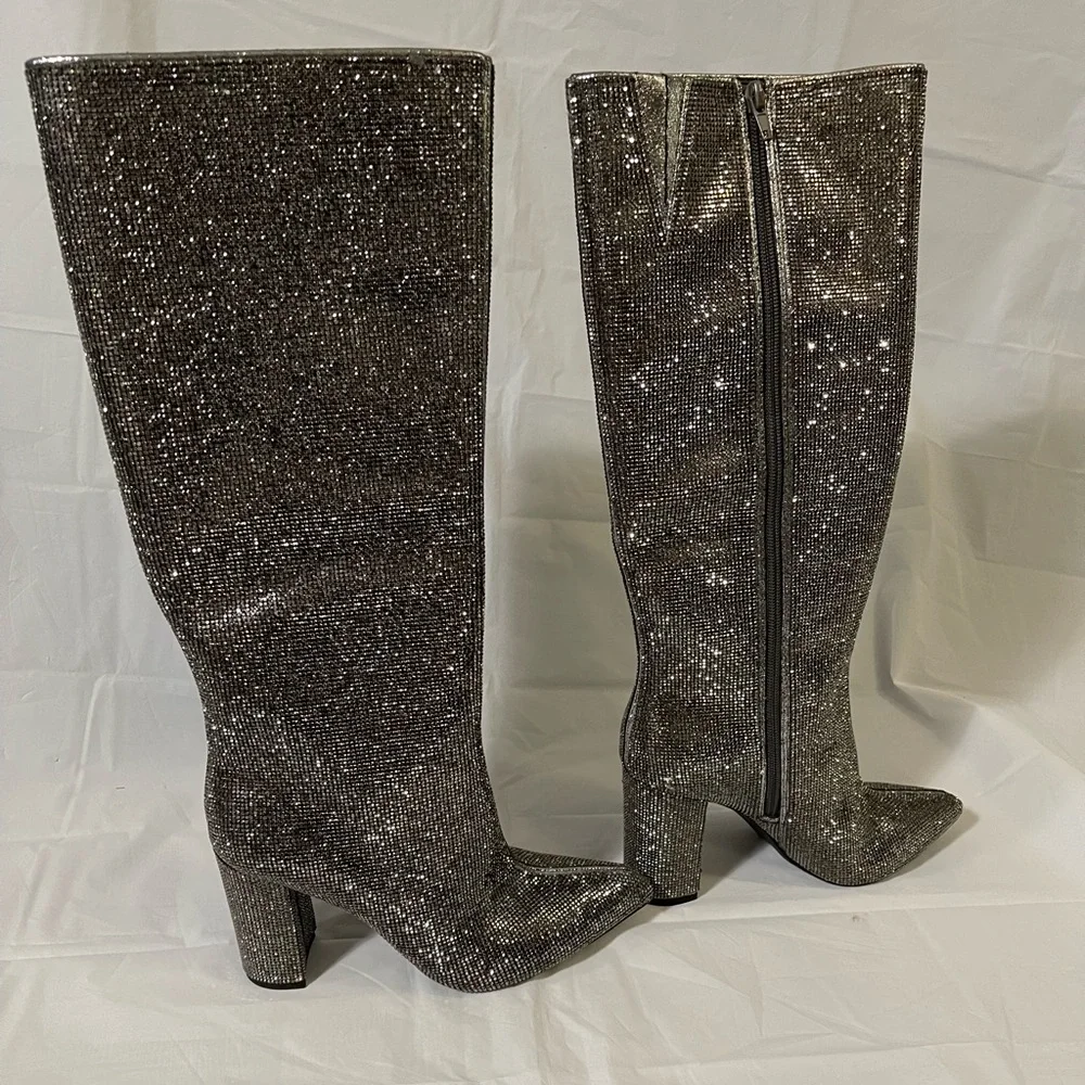 Inc international concepts women’s pewter crystal boots size 7 - Picture 1 of 10
